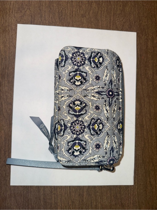 Vera Bradley Handbags - Vera Bradley Plaza Tile Zipper RFID Wallet Gray Blue Wristlet